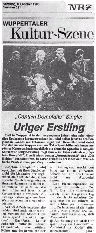 Captain Dompfaff, Presseartikel 04.10.1980