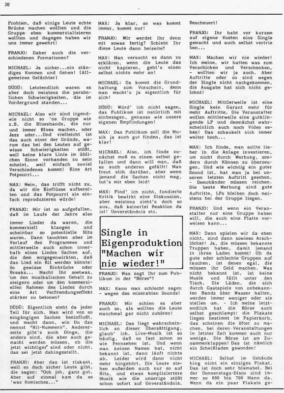 FLO-Interview, "Musikertreff", April 1982, Seite 30.
